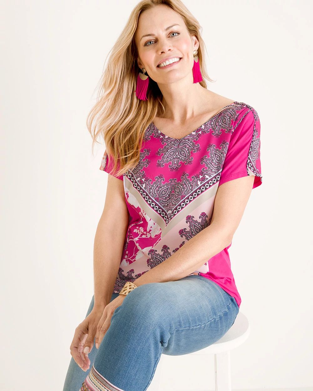 全国送料無料ギフト Pieced Chico's | Top Geometric-Print and Floral ワンピース